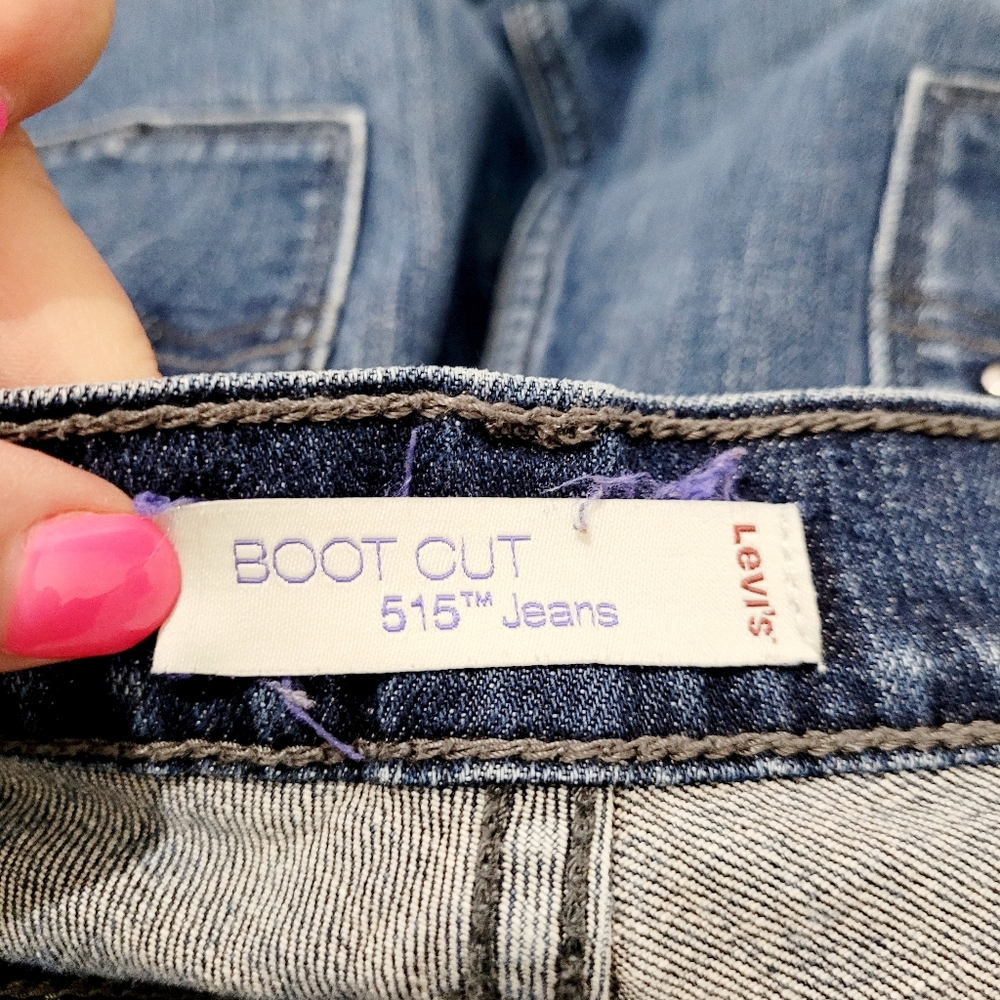 Levi’s 515 Bootcut Jeans Women’s Size 12 S Blue Denim Stretch Studded Pockets - Picture 12 of 15